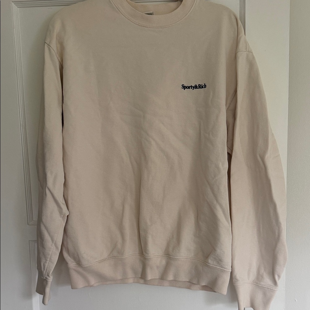 Sporty & Rich Cream Crewneck Sweatshirt - Minimal Logo